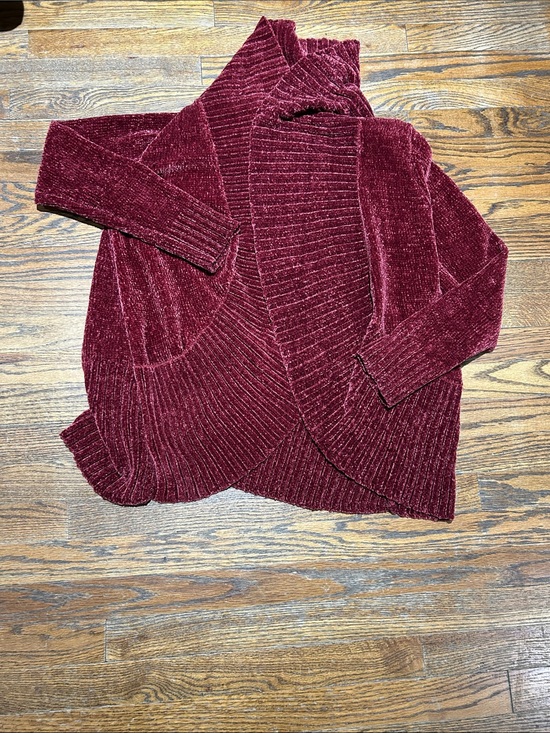 and ea uy Tops - Cozy Super Soft Open-Front Chenille Sweater Cardigan - Wine Red
